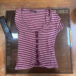 Abercrombie and Fitch Striped pink shirt size medium